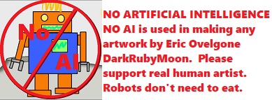 image of robot with no symbol.  No artificial intelligence used to create any artwork by artist Eric Ovelgone DarkRubyMoon.  Please support real human artist.  Robots do not have to eat.